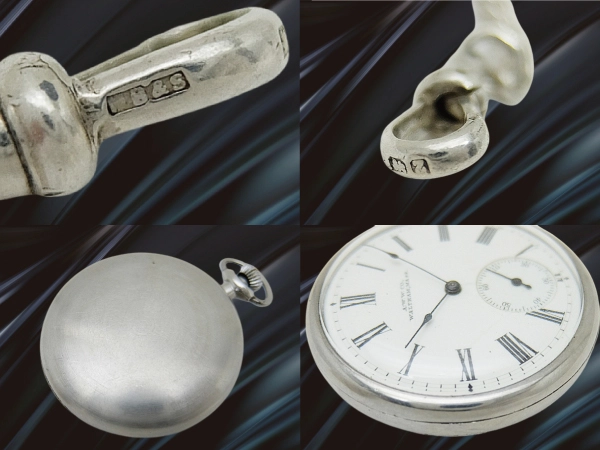 ウォルサム ロイヤル 17石 Staybriteケース ポーセリンダイヤル 重量26g 銀製 T字バーチェーン 懐中時計 WALTHAM Royal [代行おまかせコース]