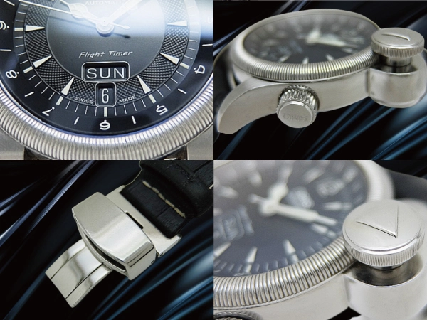 オリス フライトタイマー デイデイト Ref.7568 SS コインエッジベゼル ブラックダイヤル インナーベゼル 社外ベルト装着 パイロットウォッチ オートマチック BOX・国際保証・購入店保証付属 ORIS Flight Timer Day Date [代行おまかせコース]