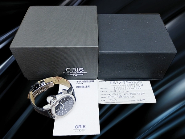オリス フライトタイマー デイデイト Ref.7568 SS コインエッジベゼル ブラックダイヤル インナーベゼル 社外ベルト装着 パイロットウォッチ オートマチック BOX・国際保証・購入店保証付属 ORIS Flight Timer Day Date [代行おまかせコース]