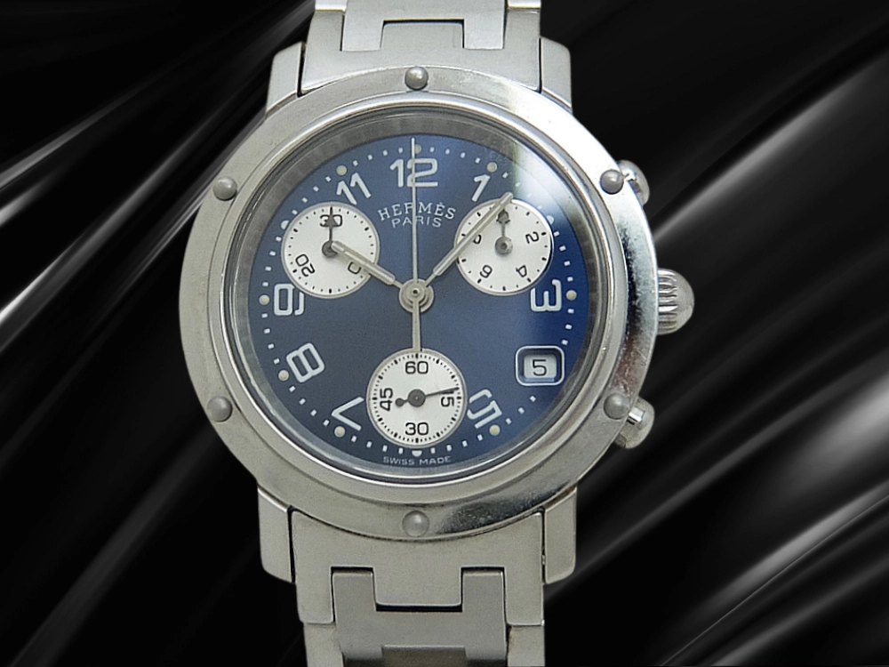 エルメス クリッパー クロノ CL1.310 SS ブルーダイヤル Hブレス装着 クオーツ BOX・保証書・メーカー電池交換明細付属 HERMES PARIS CLIPPER CHRONOGRAPH [代行おまかせコース]