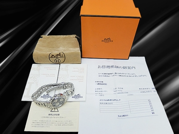 エルメス クリッパー クロノ CL1.310 SS ブルーダイヤル Hブレス装着 クオーツ BOX・保証書・メーカー電池交換明細付属 HERMES PARIS CLIPPER CHRONOGRAPH [代行おまかせコース]