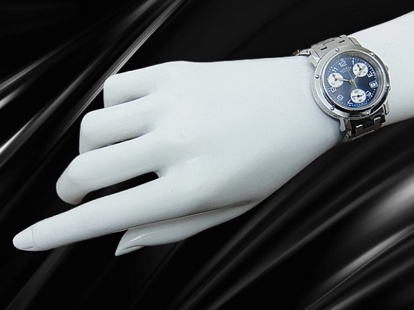 エルメス クリッパー クロノ CL1.310 SS ブルーダイヤル Hブレス装着 クオーツ BOX・保証書・メーカー電池交換明細付属 HERMES PARIS CLIPPER CHRONOGRAPH [代行おまかせコース]