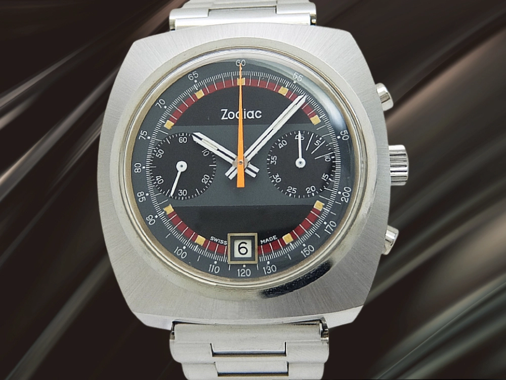 ゾディアック 2reg. クロノグラフ Ref.842.888 Cal.7734 SS クッショ ン ゾロダイヤル セミエクステンション付きブレス装着 手巻き Zodiac Vintage Chronograph [代行おまかせコース]