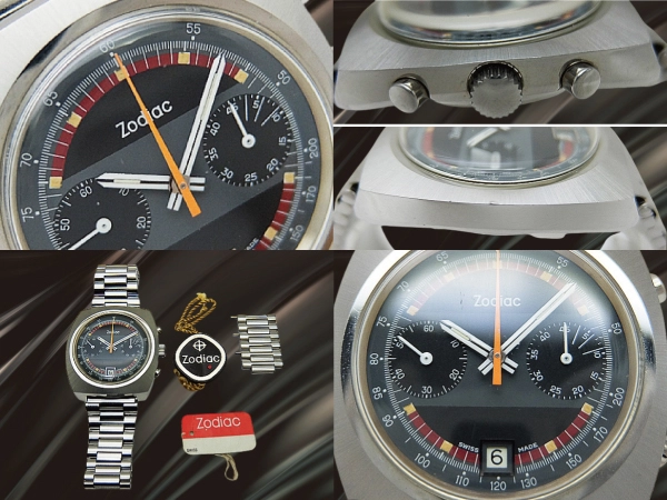 ゾディアック 2reg. クロノグラフ Ref.842.888 Cal.7734 SS クッショ ン ゾロダイヤル セミエクステンション付きブレス装着 手巻き Zodiac Vintage Chronograph [代行おまかせコース]