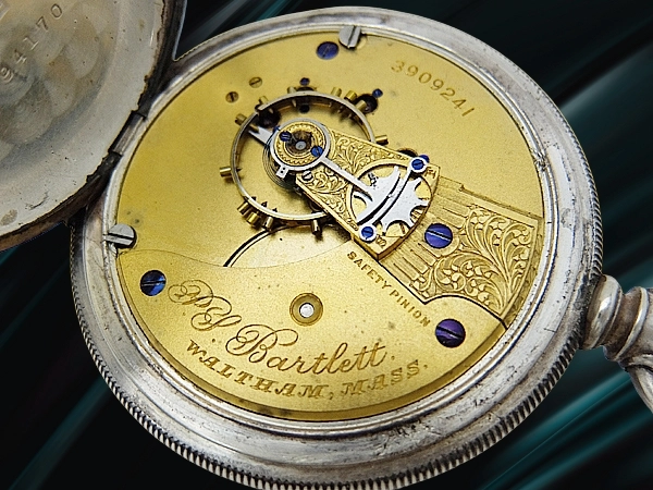 ウォルサム 18サイズ D.P.バートレット レバーセット式 銀ハンターケース ホワイトダイヤル シルバーT字バーチェーン 懐中時計 American Waltham Watch Company D.P.Bartlett [代行おまかせコース]