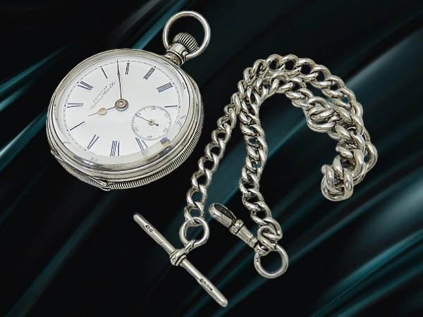 ウォルサム 18サイズ D.P.バートレット レバーセット式 銀ハンターケース ホワイトダイヤル シルバーT字バーチェーン 懐中時計 American Waltham Watch Company D.P.Bartlett [代行おまかせコース]