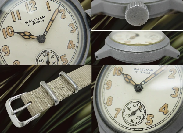 ウォルサム 米軍ミリタリーウォッチ 17石 Cal.6/0-B ダストプルーフ 象牙アイボリーダイヤル 社外引き通しストラップ装着 手巻き WALTHAM military ORD CORPS U.S.A. [代行おまかせコース]