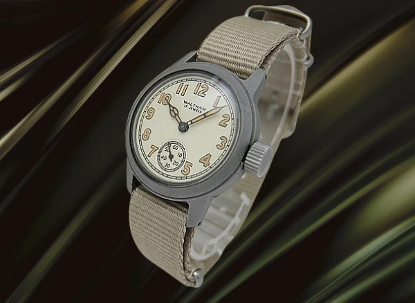 ウォルサム 米軍ミリタリーウォッチ 17石 Cal.6/0-B ダストプルーフ 象牙アイボリーダイヤル 社外引き通しストラップ装着 手巻き WALTHAM military ORD CORPS U.S.A. [代行おまかせコース]