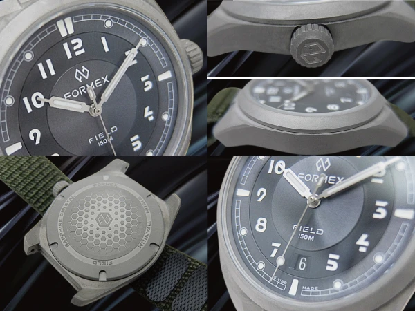フォルメックス フィールド 150m チタン サンドイッチダイヤル カーキグリーンのナイロンベルクロストラップ装着 オートマチック BOX・保証書付属  Formex Field Automatic Gen 2 [代行おまかせコース]