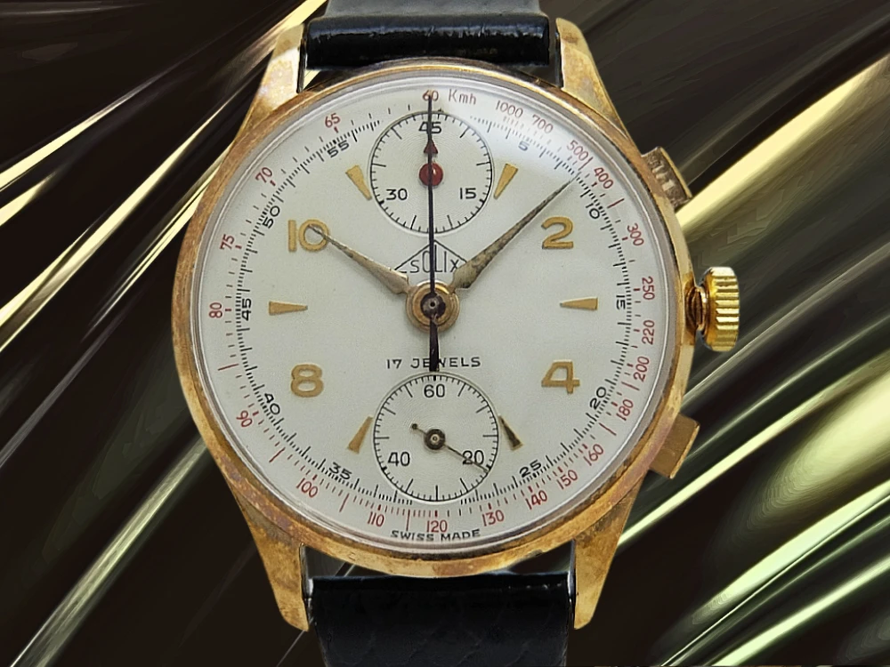 ソリックス 縦目 クロノグラフ Cal.ヴィーナス170 GP/SS シルバーダイヤル 社外レザー装着 手巻き SOLIX Chronograph Venus170  [代行おまかせコース]
