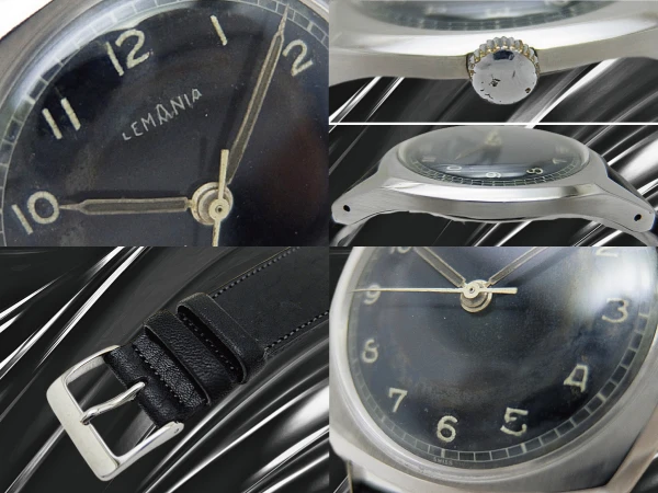 レマニア チェコスロバキア空軍 Ref.261 Cal.3050 SS 裏剣 ラージクッション ブラックダイヤル パイロット ミリタリーウォッチ 社外製レザー装着 手巻き LEMANIA Majetek Vojenské Správy [代行おまかせコース]