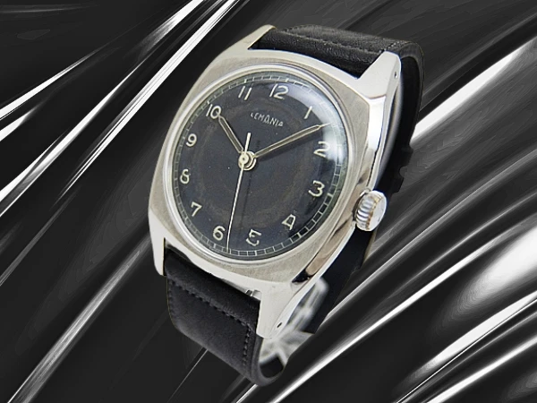 レマニア チェコスロバキア空軍 Ref.261 Cal.3050 SS 裏剣 ラージクッション ブラックダイヤル パイロット ミリタリーウォッチ 社外製レザー装着 手巻き LEMANIA Majetek Vojenské Správy [代行おまかせコース]