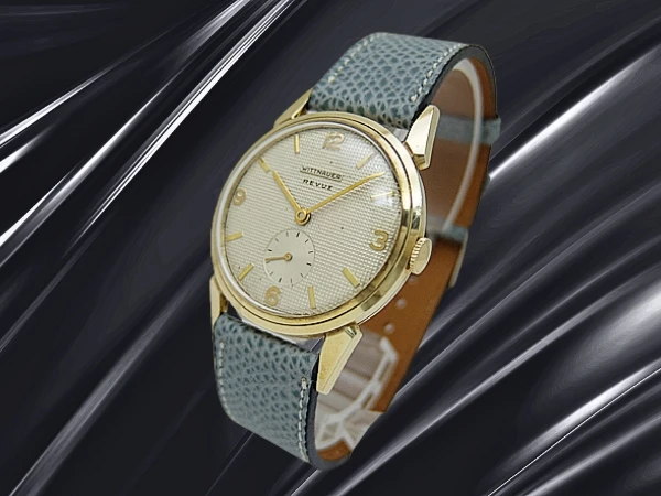 ウィットナー レビュー 重量24g 14K GOLD 金無垢 17石 Cal.76 ギョウシダイヤル ホーンラグ ヴィンテージ 手巻き WITTNAUER REVUE [代行おまかせコース]