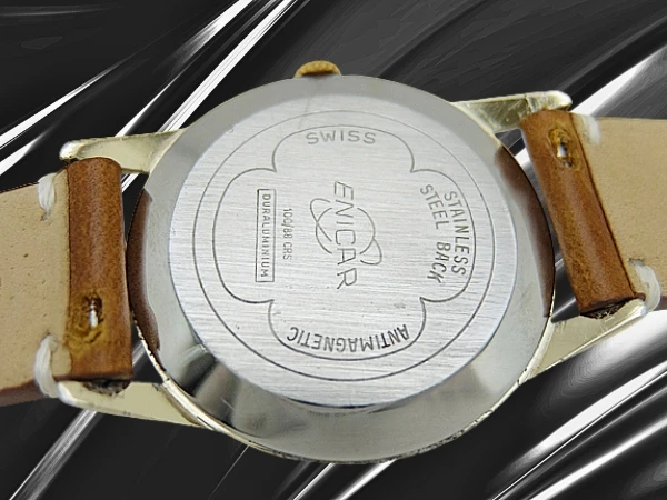 エニカ ウルトラソニック Ref.100/88CRS 21石 Cal.AR1010 GP/SS シルバーダイヤル 社外製レザー装着 手巻き ENICAR ULTRASONIC [代行おまかせコース]