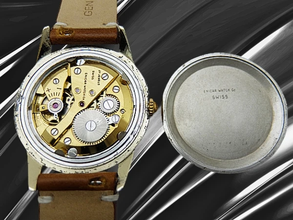 エニカ ウルトラソニック Ref.100/88CRS 21石 Cal.AR1010 GP/SS シルバーダイヤル 社外製レザー装着 手巻き ENICAR ULTRASONIC [代行おまかせコース]