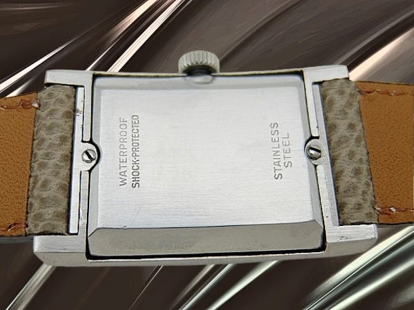 ロードリーズ 角型 レクタンギュラー SS ネジ留め式 ブラックダイヤル 社外製レザー装着 手巻き アンティーク LORD LEEDS [代行おまかせコース]