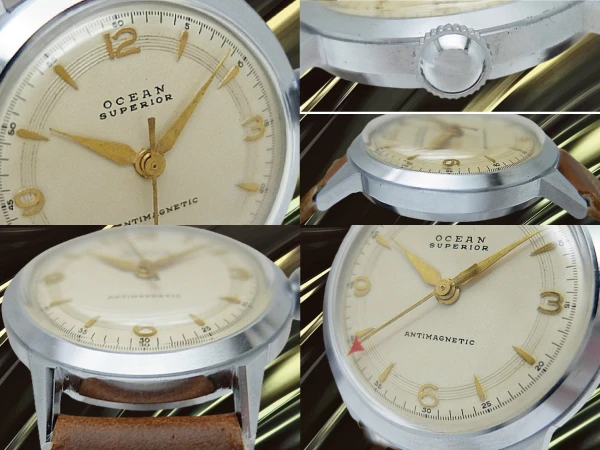 オーシャン スーペリア メッキ/ SS アイボリーダイヤル HORWEEN製レザー装着 手巻き OCEAN SUPERIOR [代行おまかせコース]