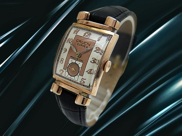 グリュエン カーベックス プレシジョン Ref.440-449 Cal.440 Wadsworth社製　10K GOLD FILLED アールデコ ツートンダイヤル 社外製レザー装着 手巻き GRUEN CURVEX PRECISION [代行おまかせコース]