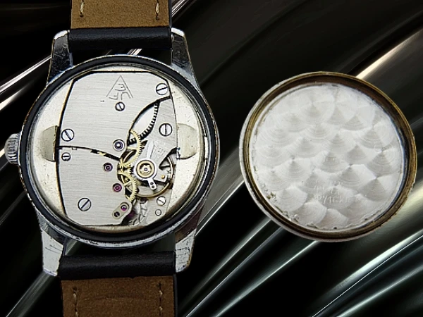 アンカー ポインターデイト 17石 Cal.UWERSI メッキ/SS Sマーク ブラックダイヤル 社外レザー装着 アンティーク 手巻き ANKER [代行おまかせコース]