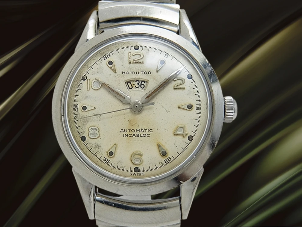 ハミルトン パワーリザーブ インジケーター Cal.1256 SS パティナダイヤル KREISLER社製エクステンションブレス装着 オートマチック HAMILTON Illinois [代行おまかせコース]