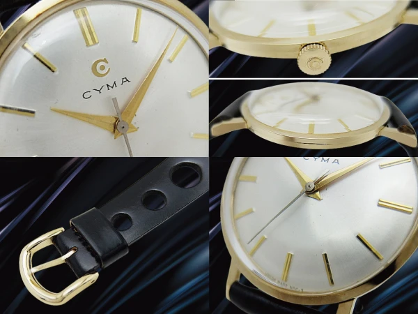 シーマ センターセコンド 17石 Ref.C15002 Cal.R.459 K14 GOLD PLATED/SS シルバーダイヤル 社外製ラリーストラップ装着 手巻き CYMA [代行おまかせコース]