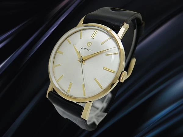 シーマ センターセコンド 17石 Ref.C15002 Cal.R.459 K14 GOLD PLATED/SS シルバーダイヤル 社外製ラリーストラップ装着 手巻き CYMA [代行おまかせコース]