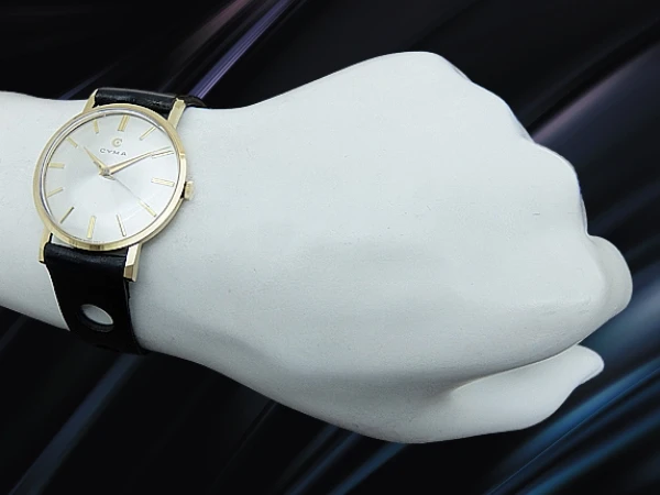 シーマ センターセコンド 17石 Ref.C15002 Cal.R.459 K14 GOLD PLATED/SS シルバーダイヤル 社外製ラリーストラップ装着 手巻き CYMA [代行おまかせコース]