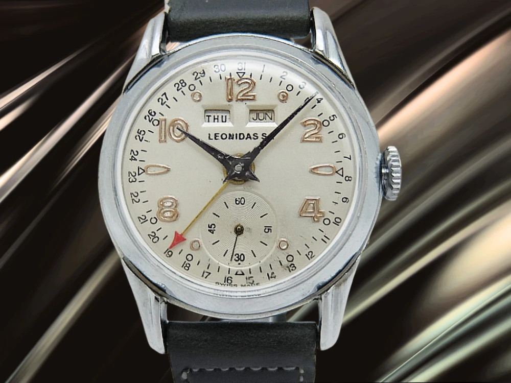 レオニダス トリプルカレンダー 17石 メッキ/SS シルバーダイヤル 手巻き LEONIDAS Triple Calender [代行おまかせコース]