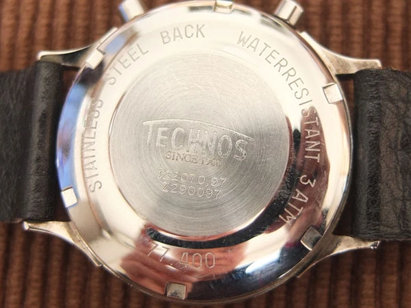 テクノス TECHNOS オールド クロノグラフ 自動巻 SS ブルースチール針 希少美品　