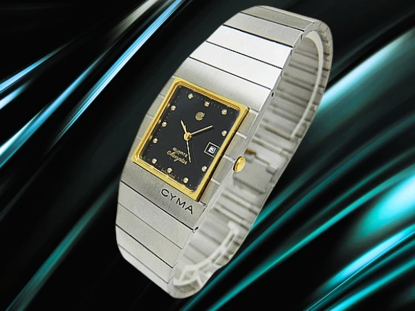 シーマ ネイビースター GP/SSコンビ ブラックダイヤル インテグレーテッドデザインブレス装着 スイス高級薄型 クオーツ CYMA Navystar [代行おまかせコース]