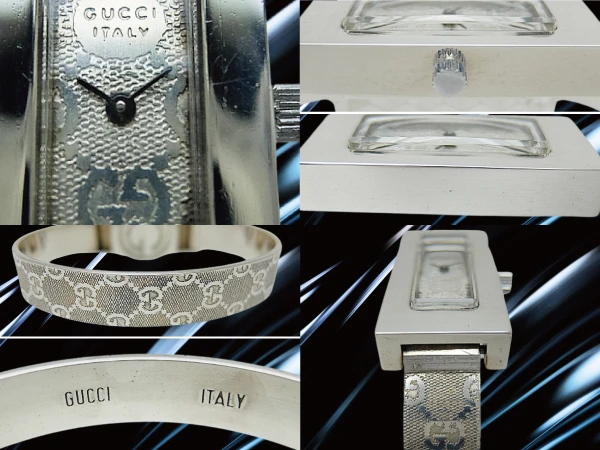グッチ ヴィンテージ バングルウオッチ GGパターン SS レクタングル 手巻き 2025年OH済 時計店修理明細付属 GUCCI Vintage Bangle Watch [代行おまかせコース]