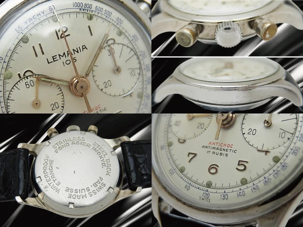 レマニア 105 クロノグラフ 17石 Ref.254 Cal.1270 メッキ/SS シルバーダイヤル 社外製ベルト装着 1P装飾石入りカスタムシルバーブレス重量66g付属 手巻き LEMANIA 105 Chronograph [代行おまかせコース]