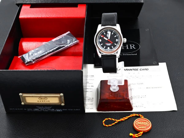 マハラ HMR MAHARA GENEVA ブラック・ストーム ステンレス Ref. BSA-403210 ギャランティーカード・替ベルト・BOX・タグ等付属