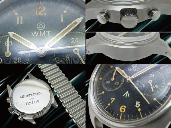 WMT RAF クロノグラフ SS ブラックダイヤル バンブーブレス装着 クオーツ 英空軍スタイル BOX・NATO付属 WATCH EXPERIMENTAL UNIT Royal Air Force × Bamboo Bracelet [代行おまかせコース]