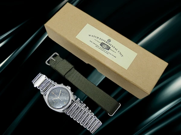 WMT RAF クロノグラフ SS ブラックダイヤル バンブーブレス装着 クオーツ 英空軍スタイル BOX・NATO付属 WATCH EXPERIMENTAL UNIT Royal Air Force × Bamboo Bracelet [代行おまかせコース]