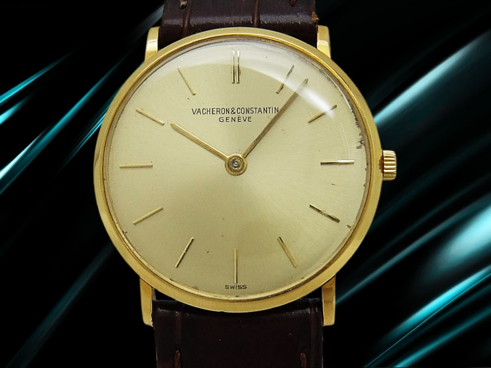 ヴァシュロン コンスタンタン Ref.6715 Cal.1003 重量15g 18KYG 金無垢 ゴールドダイヤル モレラート製ベルト装着 手巻き 極薄ドレスウォッチ ボーイズサイズ VACHERON CONSTANTIN [代行おまかせコース]
