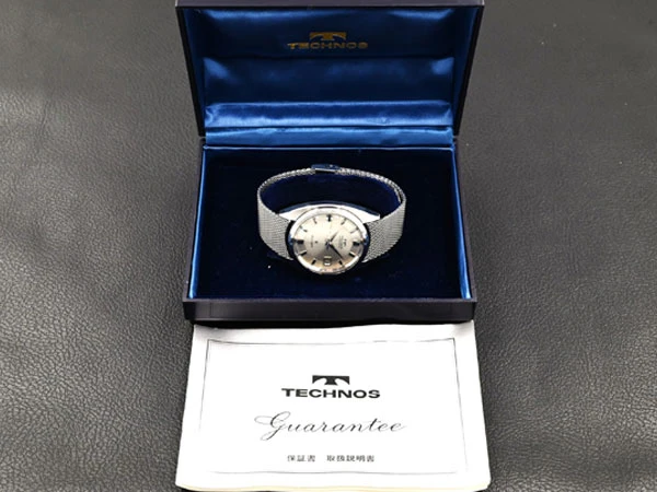 オールド テクノス TECHNOS スカイライト Sky-Light 自動巻き Cal.2522 メダリオン 純正メッシュブレス BOX ギャランティー付 良品