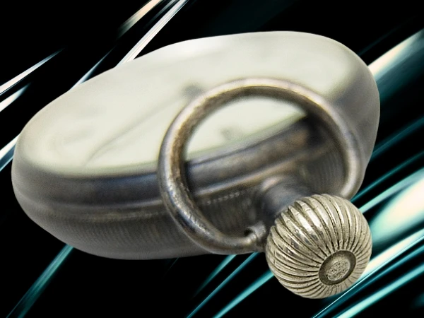 スミス 懐中時計 15石 本体重量103g デニソン社製 銀無垢ケース スパイダーダイヤル 社外製シルバーチェーン+フォブ付属 SMITHS DELUXE MADE IN ENGLAND [代行おまかせコース]