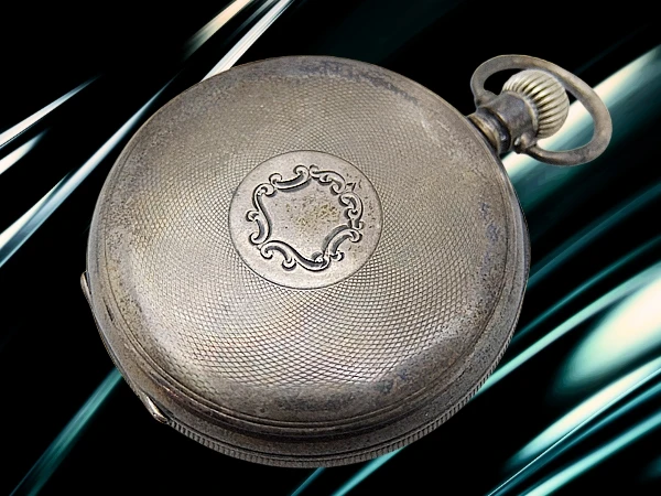 スミス 懐中時計 15石 本体重量103g デニソン社製 銀無垢ケース スパイダーダイヤル 社外製シルバーチェーン+フォブ付属 SMITHS DELUXE MADE IN ENGLAND [代行おまかせコース]