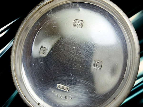 スミス 懐中時計 15石 本体重量103g デニソン社製 銀無垢ケース スパイダーダイヤル 社外製シルバーチェーン+フォブ付属 SMITHS DELUXE MADE IN ENGLAND [代行おまかせコース]