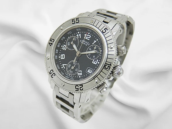 エルメス クリッパー クロノ CL2.310 SS ブラックダイヤル Hブレス装着 クオーツ BOX付属 33mmボーイズ(レディース)モデル  HERMES PARIS CLIPPER CHRONOGRAPH [代行おまかせコース]