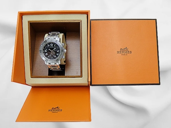 エルメス クリッパー クロノ CL2.310 SS ブラックダイヤル Hブレス装着 クオーツ BOX付属 33mmボーイズ(レディース)モデル  HERMES PARIS CLIPPER CHRONOGRAPH [代行おまかせコース]