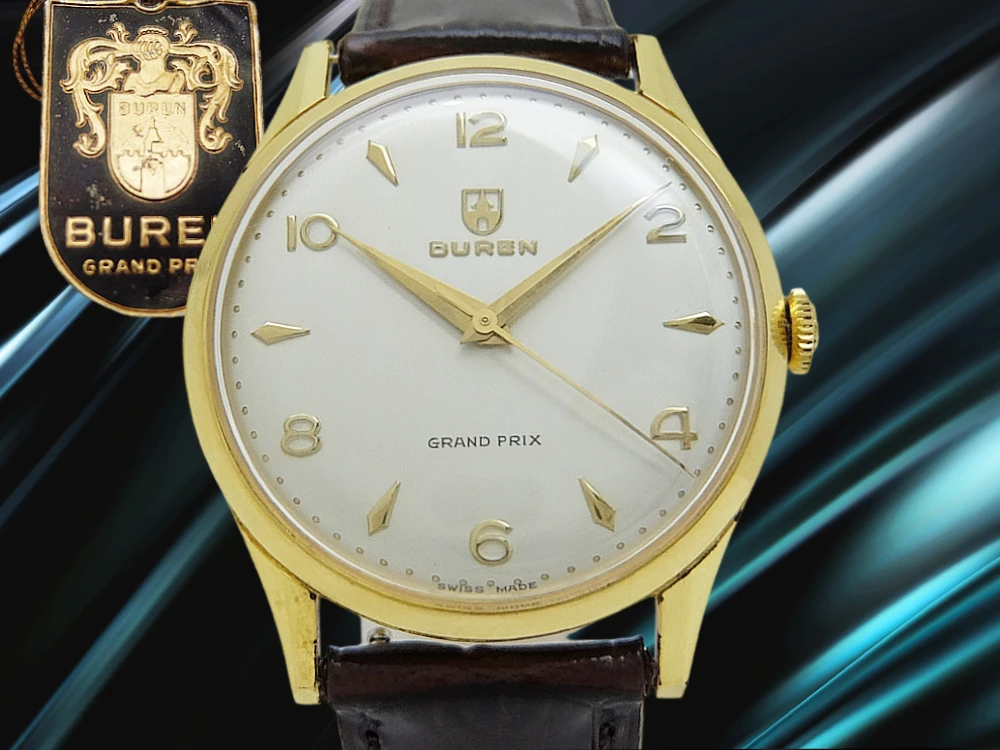 ビューレン グランプリ 17石 Cal.480 金張り GOLD FILLED G 20 MICRONS シルバーダイヤル 新品社外レザー装着 手巻き BUREN GRAND PRIX [代行おまかせコース]