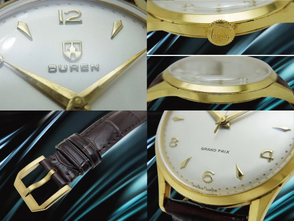 ビューレン グランプリ 17石 Cal.480 金張り GOLD FILLED G 20 MICRONS シルバーダイヤル 新品社外レザー装着 手巻き BUREN GRAND PRIX [代行おまかせコース]