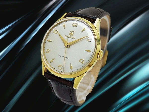 ビューレン グランプリ 17石 Cal.480 金張り GOLD FILLED G 20 MICRONS シルバーダイヤル 新品社外レザー装着 手巻き BUREN GRAND PRIX [代行おまかせコース]