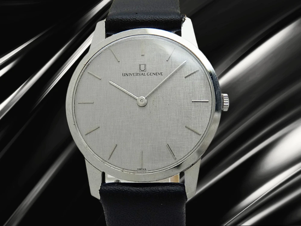 ユニバーサルジュネーブ ドレスウォッチ 17石 Cal.42 薄型 SS グレーダイヤル モレラート製ベルト+U尾錠 手巻き 2024年OH済 時計店修理明細付属 UNIVERSAL GENEVE [代行おまかせコース]