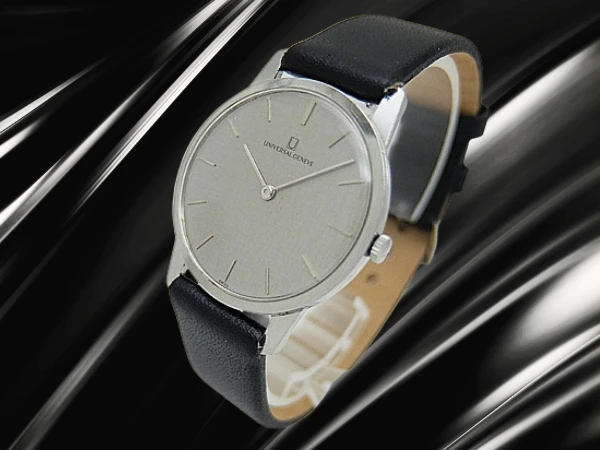 ユニバーサルジュネーブ ドレスウォッチ 17石 Cal.42 薄型 SS グレーダイヤル モレラート製ベルト+U尾錠 手巻き 2024年OH済 時計店修理明細付属 UNIVERSAL GENEVE [代行おまかせコース]