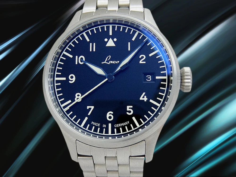 ラコ フリーガー シュトゥットガルト プロ Ref.862141_780 SS シースルー ブラックダイヤル バタフライバックル式ブレス装着 オートマチック パイロットウォッチ BOX・ギャラ等付属 LACO Stuttgart PRO [代行おまかせコース]