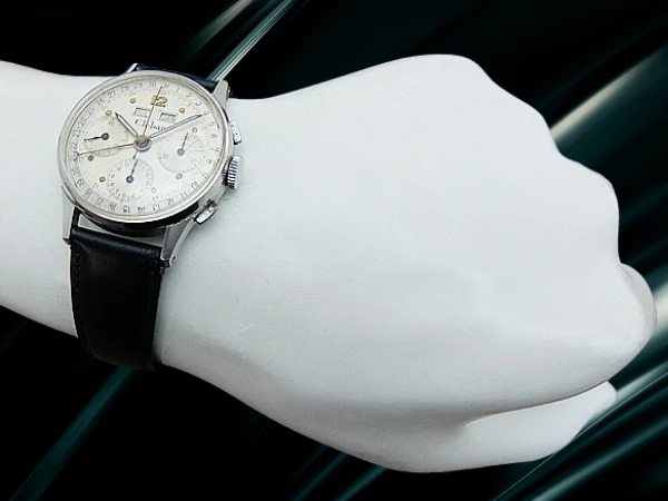 クレバー トリプルカレンダー クロノグラフ Cal.バルジュー72C SS シルバーダイヤル 社外レザー装着 手巻き CLEBAR Valjoux72 [代行おまかせコース]