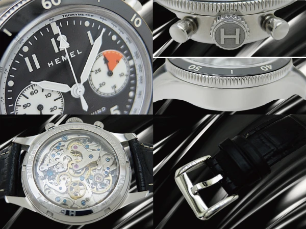 へメル クロノグラフ HF30 エアストリーム Cal.ST19 SS シールスー リバースパンダダイヤル 社外レザー+専用尾錠装着 BOX付属 手巻き HEMEL HF30 Airstream  [代行おまかせコース]